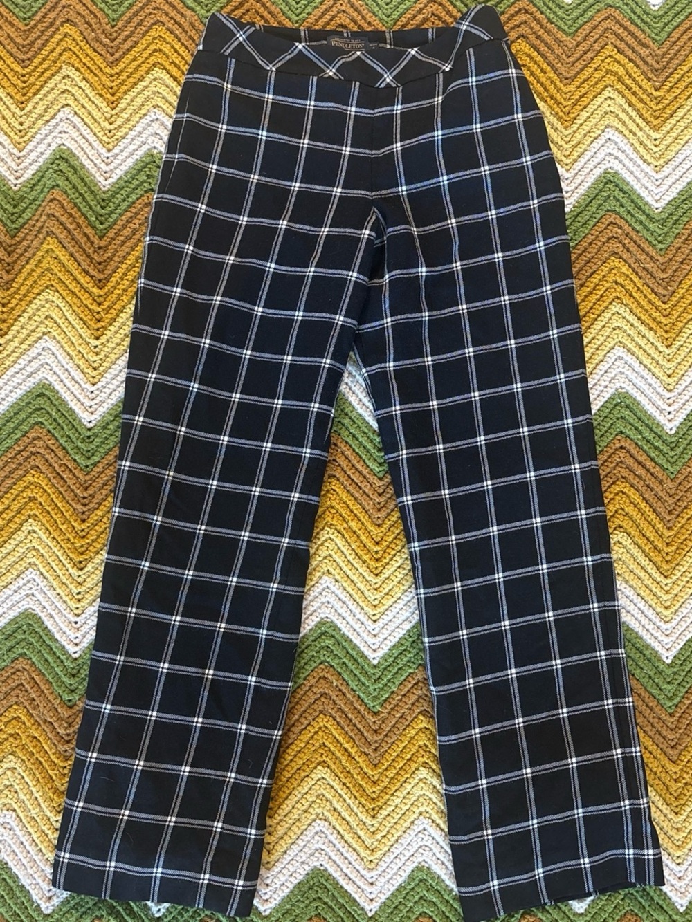 Pendleton Black and White Windowpane Plaid Trousers